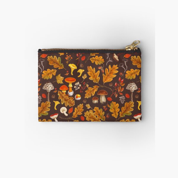 Item preview, Forest mushrooms and autumn flora on brown designed and sold by Katerina Mitkova Kirilova.