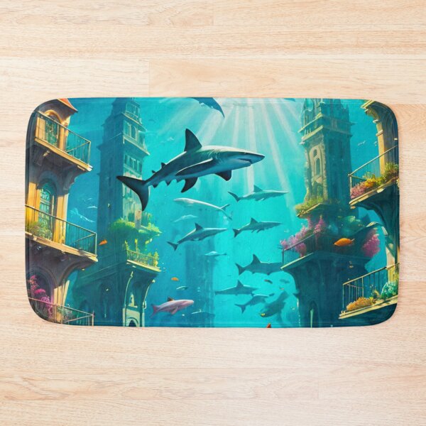 Item preview, Sharks Roam the Ruins of Underwater City designed and sold by GrizzlyCollective.