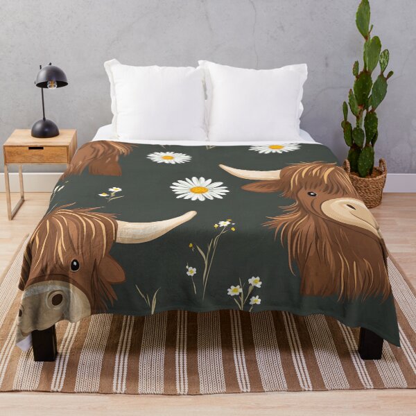 Item preview, Highland beef with daisies designed and sold by DerSenat.