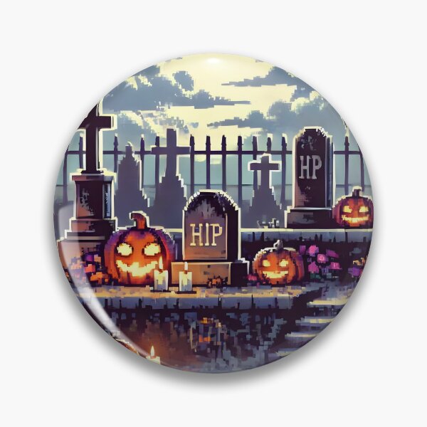 Item preview, Halloween cemetery ghost and pumpkin designed and sold by AndromedeGCI.