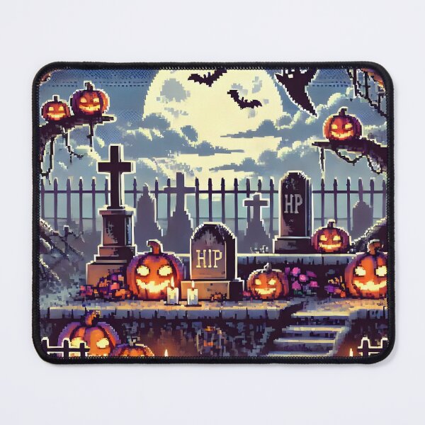 Item preview, Halloween cemetery ghost and pumpkin designed and sold by AndromedeGCI.