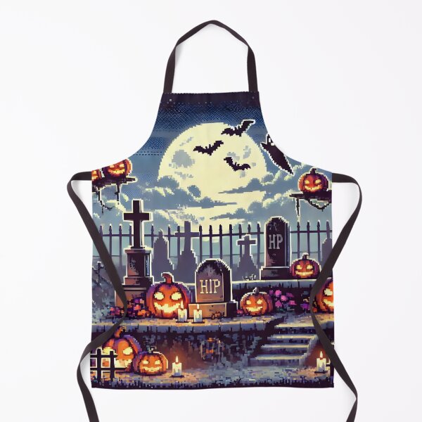 Item preview, Halloween cemetery ghost and pumpkin designed and sold by AndromedeGCI.