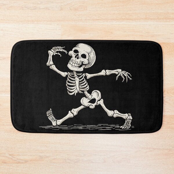 Aperçu de l'œuvre Squelette en train de courir pour Halloween créée et vendue par Quirky Shirts.