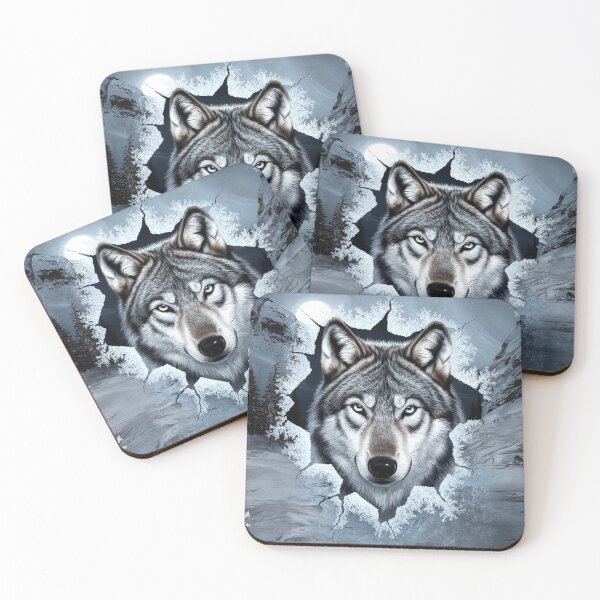 Item preview, Realistic Wolf Emerging Through Icy Winter Scene designed and sold by ZetaDream.