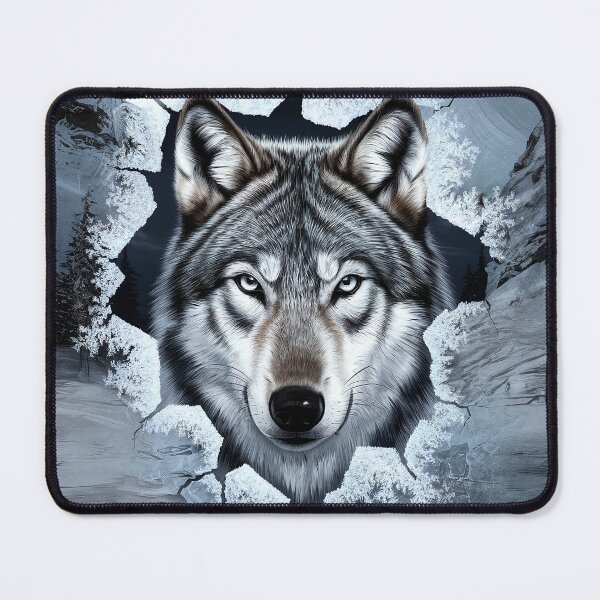 Item preview, Realistic Wolf Emerging Through Icy Winter Scene designed and sold by ZetaDream.