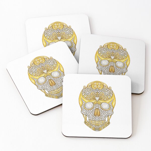 Item preview, Skull head vintage art set with diamond gold jewelry. designed and sold by Jiwsurreal.