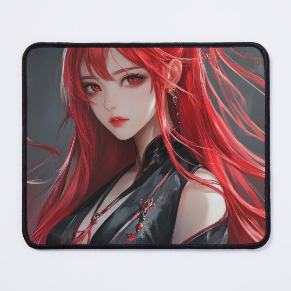 Item preview, A striking woman with long red hair, dressed in dark clothing, is surrounded by falling petals in an artistic frame. designed and sold by Jerhus.