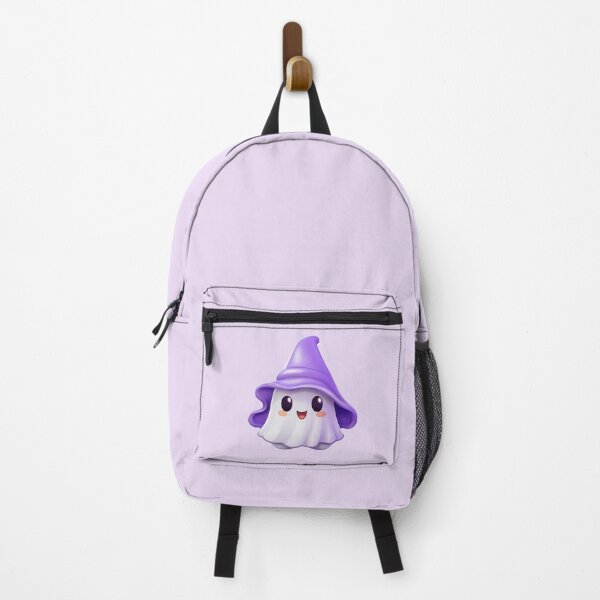 Item preview, Kawaii Halloween Ghost in Purple Witch Hat designed and sold by KawaiiArtStyle.