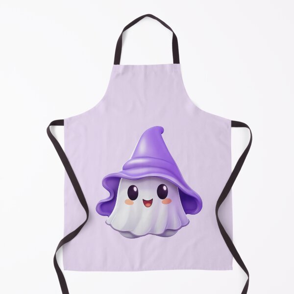 Item preview, Kawaii Halloween Ghost in Purple Witch Hat designed and sold by KawaiiArtStyle.