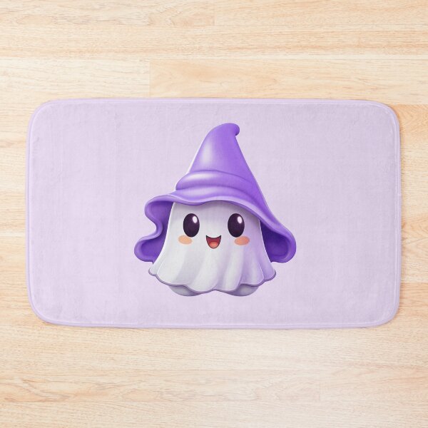 Item preview, Kawaii Halloween Ghost in Purple Witch Hat designed and sold by KawaiiArtStyle.