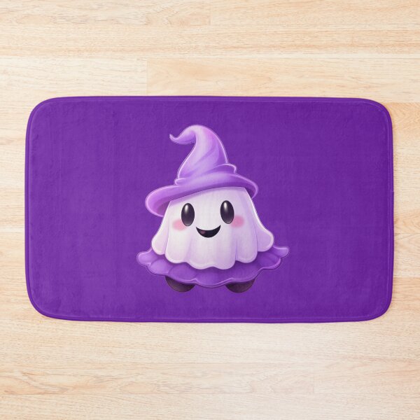 Item preview, Kawaii Halloween Ghost in Purple Witch Hat designed and sold by KawaiiArtStyle.