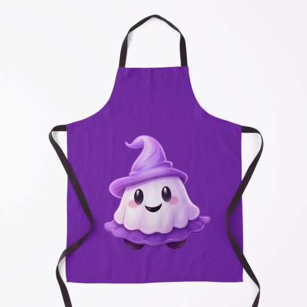 Item preview, Kawaii Halloween Ghost in Purple Witch Hat designed and sold by KawaiiArtStyle.