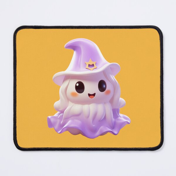 Item preview, Kawaii Halloween White Ghost with Purple Witch Hat designed and sold by KawaiiArtStyle.