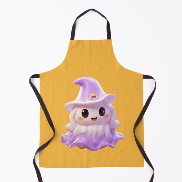Item preview, Kawaii Halloween White Ghost with Purple Witch Hat designed and sold by KawaiiArtStyle.