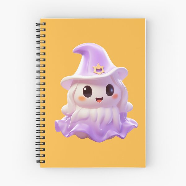 Item preview, Kawaii Halloween White Ghost with Purple Witch Hat designed and sold by KawaiiArtStyle.