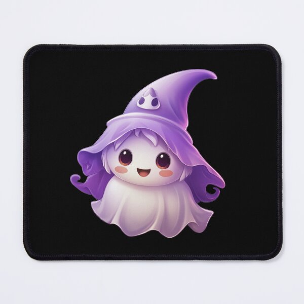 Item preview, Kawaii Halloween Ghost in Purple Witch Hat designed and sold by KawaiiArtStyle.