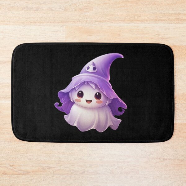 Item preview, Kawaii Halloween Ghost in Purple Witch Hat designed and sold by KawaiiArtStyle.