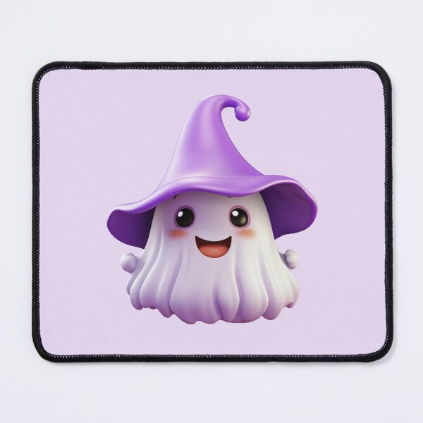Item preview, Kawaii Halloween Ghost in Purple Witch Hat designed and sold by KawaiiArtStyle.