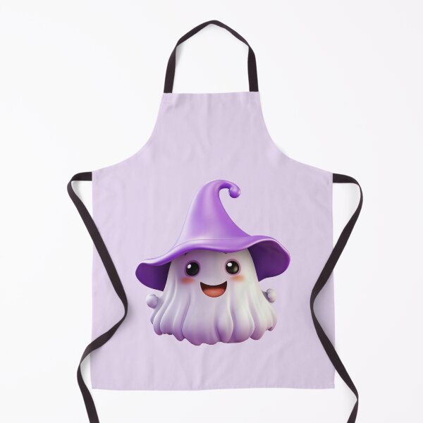 Item preview, Kawaii Halloween Ghost in Purple Witch Hat designed and sold by KawaiiArtStyle.