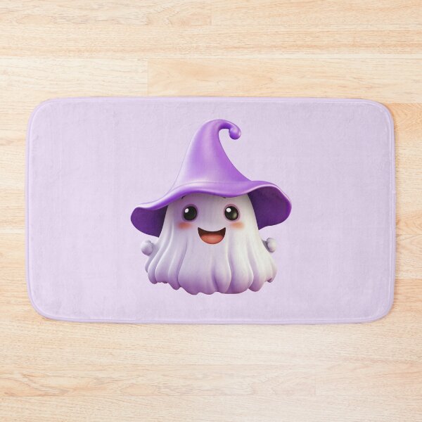 Item preview, Kawaii Halloween Ghost in Purple Witch Hat designed and sold by KawaiiArtStyle.