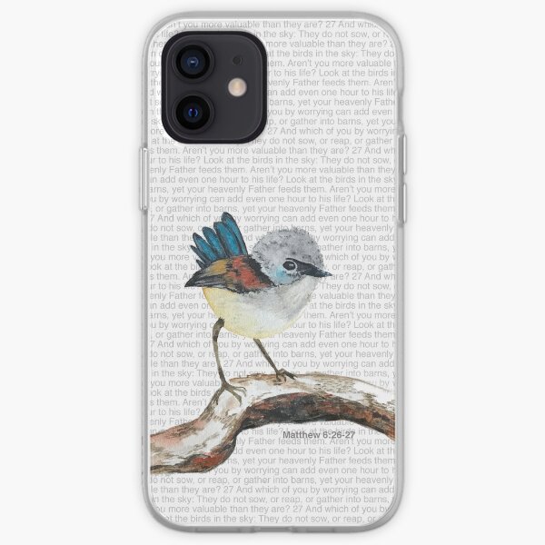 Don't worry, bird watercolor / Matthew 6:26-27 iPhone Soft Case