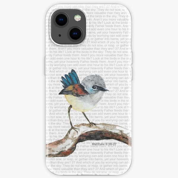 Don't worry, bird watercolor / Matthew 6:26-27 iPhone Soft Case