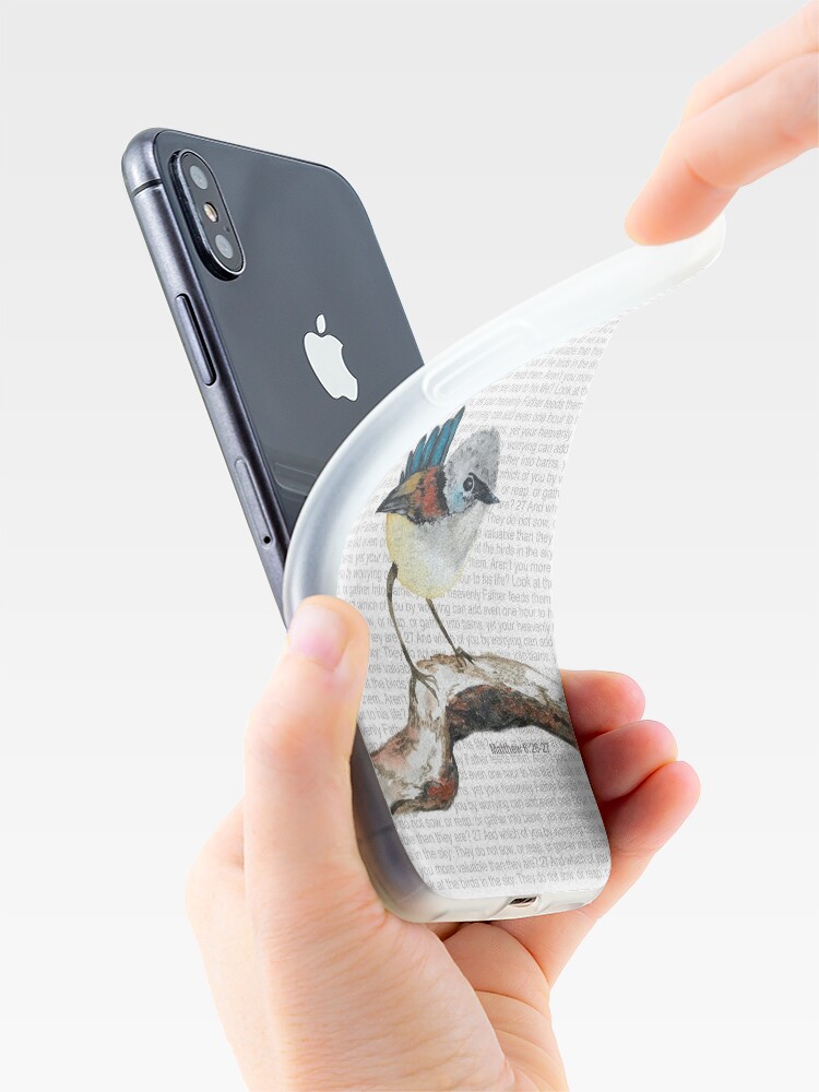 Alternate view of Don't worry, bird watercolor / Matthew 6:26-27 iPhone Case & Cover
