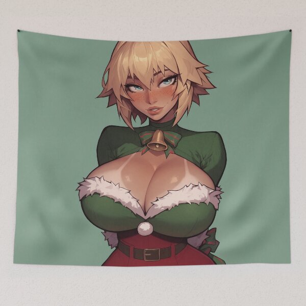 Item preview, Anime Gamer Girl in Christmas Santa Outfit designed and sold by WaifuBrowser.