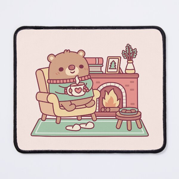 Item preview, Cute Brown Bear And Cozy Fireplace designed and sold by rustydoodle.