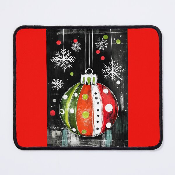 Item preview, Abstract Digital Art Christmas Ornament in Red, Green, and White with Snowflakes and Dots designed and sold by OlfactoART Studio.