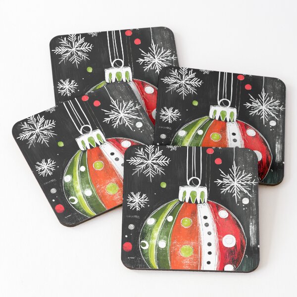 Item preview, Abstract Digital Art Christmas Ornament in Red, Green, and White with Snowflakes and Dots designed and sold by OlfactoART Studio.