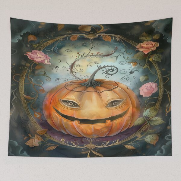 Item preview, Pumpkin Art with Floral Elements - Halloween Art designed and sold by Frame & Fold.