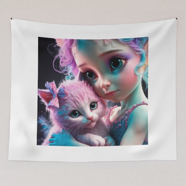 Item preview, Girl With Kitty designed and sold by NiceArtsPlace.