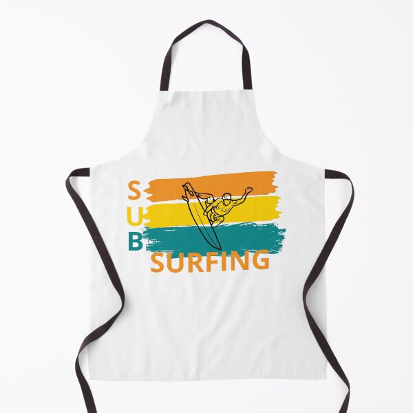 Item preview, Vibrant design of surfer doing a trick, with retro background and the word "SUB SURFING" written in different colors. SUB SURF. designed and sold by StyleFused.