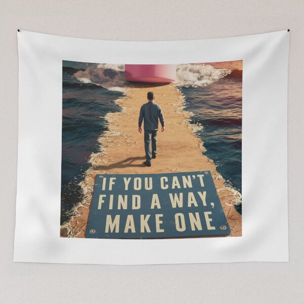 Item preview, Path of Perseverance: Inspirational Surreal Ocean Walk Motivational Quote Art designed and sold by NiceArtsPlace.
