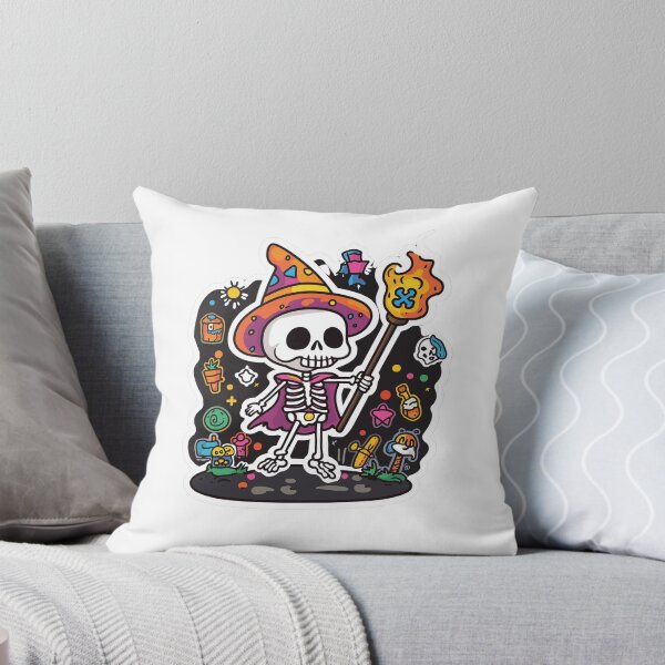 Item preview, whimsical skeleton character wearing colorful wizard hat and cape designed and sold by put1mali19.