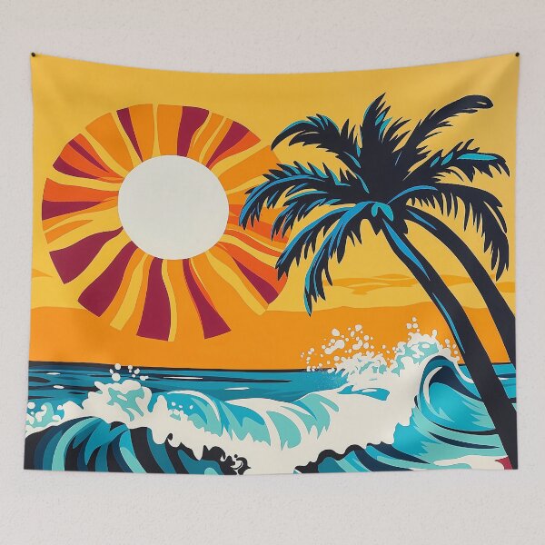 Item preview, vibrant illustration Design depicts a tropical beach scene. designed and sold by HEMRO.
