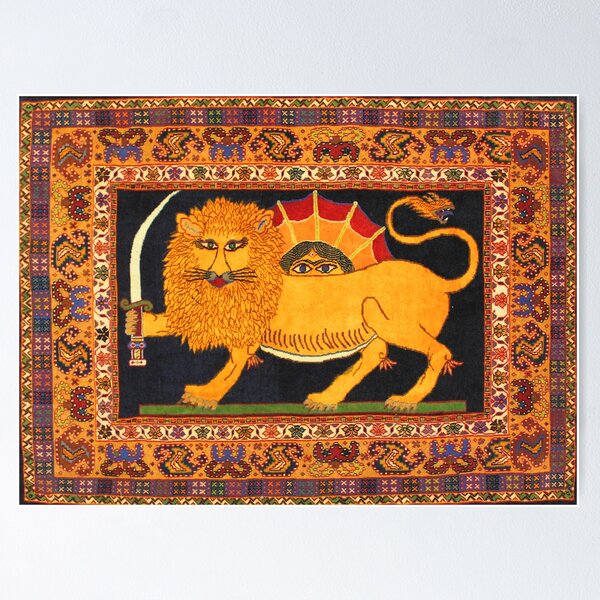 Bijar Kurdish Animal Rug with Rampant Lions Sticker for Sale by Vicky  Brago-Mitchell®