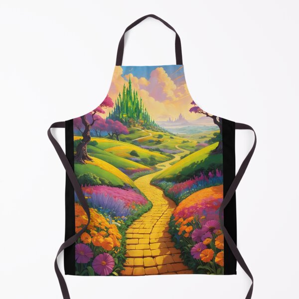 Item preview, Cartoon yellow brick road paved by colorful flowers and pink trees leading to Emerlad city designed and sold by EmeraldeaDesign.