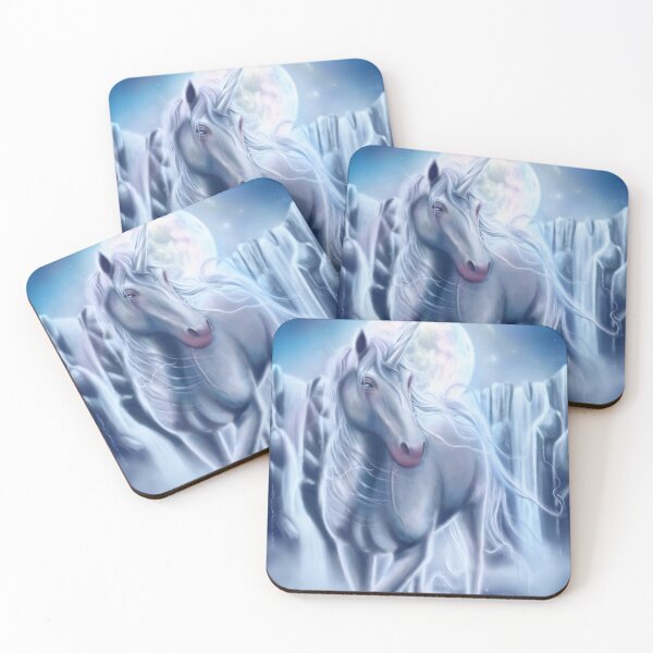 Item preview, Phantom in the Moonlight - White Unicorn with Full Moon and Waterfalls designed and sold by Tiffany Toland-Scott.