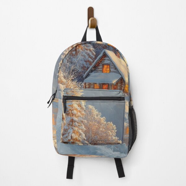 Item preview, Cabin by the lake in snowy mountains designed and sold by MargaretWiktor.