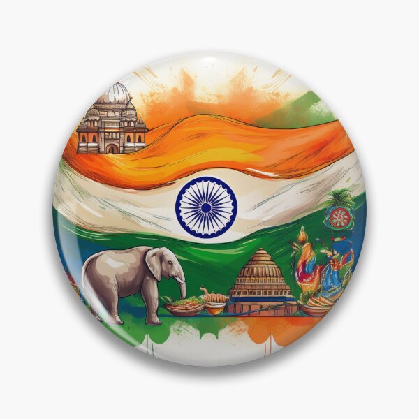 Item preview, Indian Heritage Flag with Cultural Icons and Elephant designed and sold by RaiyaTees.
