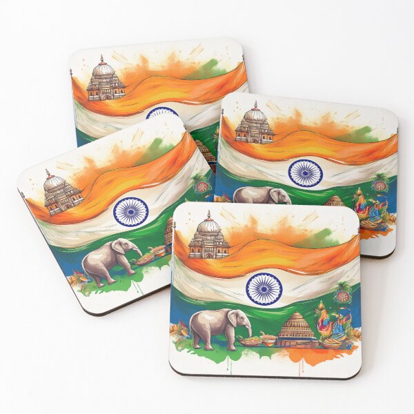Item preview, Indian Heritage Flag with Cultural Icons and Elephant designed and sold by RaiyaTees.