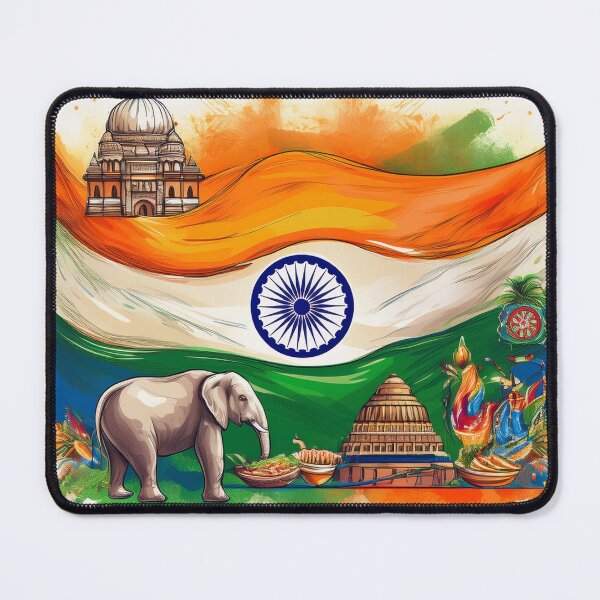 Item preview, Indian Heritage Flag with Cultural Icons and Elephant designed and sold by RaiyaTees.