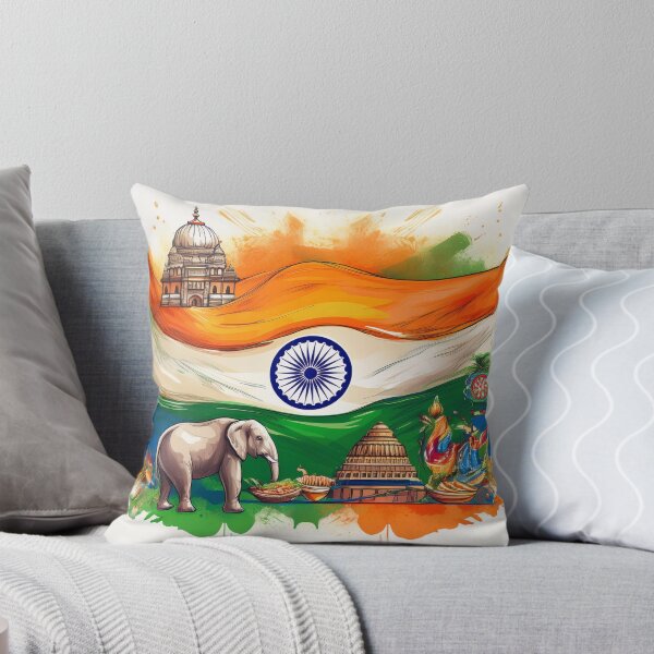 Item preview, Indian Heritage Flag with Cultural Icons and Elephant designed and sold by RaiyaTees.