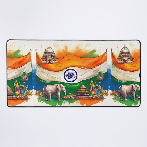 Item preview, Indian Heritage Flag with Cultural Icons and Elephant designed and sold by RaiyaTees.