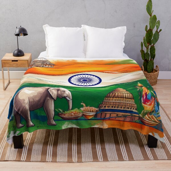 Item preview, Indian Heritage Flag with Cultural Icons and Elephant designed and sold by RaiyaTees.