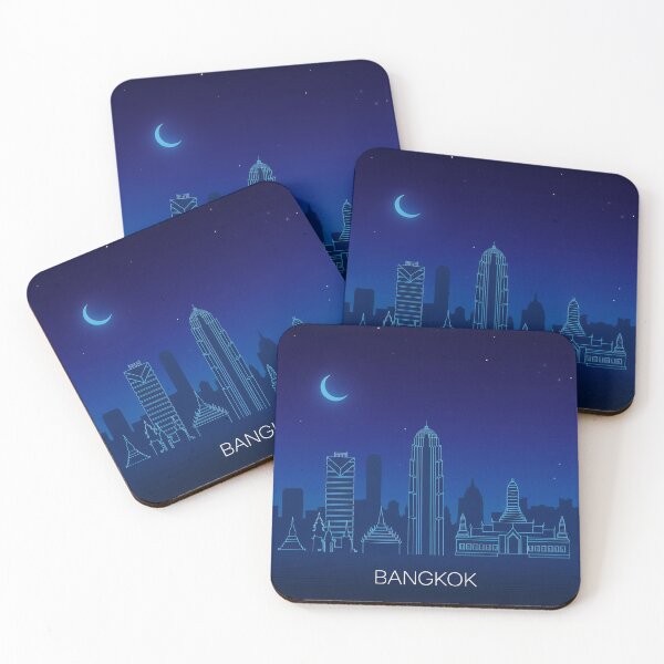 Item preview, Bangkok Night Skyline with Famous Landmarks designed and sold by Pearlsiwa.