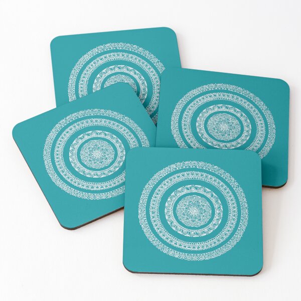 Item preview, Hand drawn Mandala white on teal designed and sold by RuthB-Design.