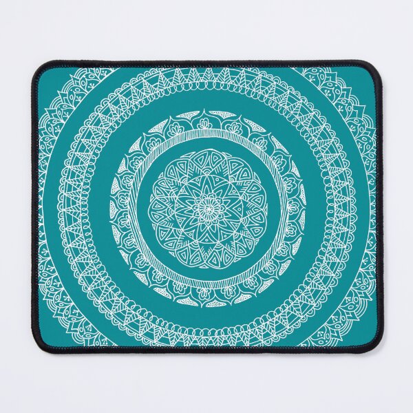 Item preview, Hand drawn Mandala white on teal designed and sold by RuthB-Design.